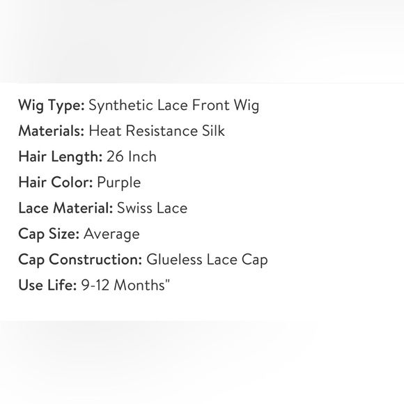 26” Purple Lace front Wig - Picture 4 of 5